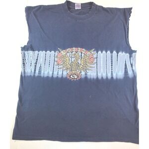 Vintage Gotcha Muscle Tee Shirt Mens XL Navy Blue Tie Dye Eagle Graphic USA Made